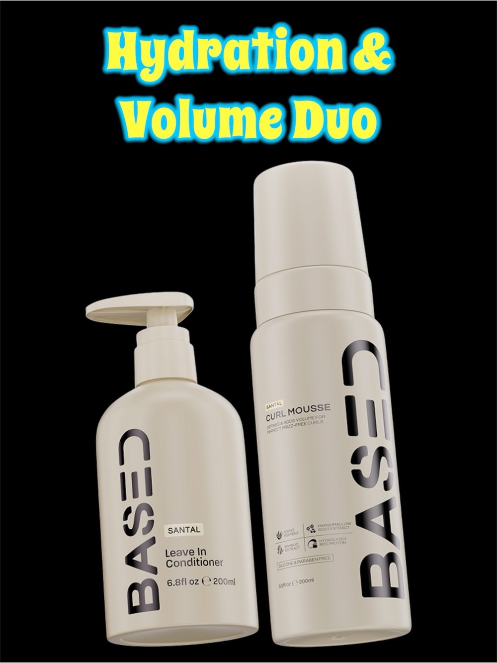 BASED Bodyworks Hydration & Volume Duo Curly Hair Set Leave-In + Curl Mousse NEW